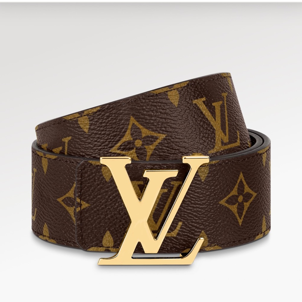 Louis Vuitton Monogram Brown and Gold LV Initials Belt